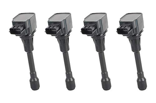 Ignition Coil Pack Set of 4 - Compatible with Nissan & Infiniti Vehicles - 2007-2017 Altima 2.5L, Sentra, Rogue, Cube, Versa, QX60, FX50, M56 - Replaces 22448JA00C, 22448ED000, 22448JA00A, UF549