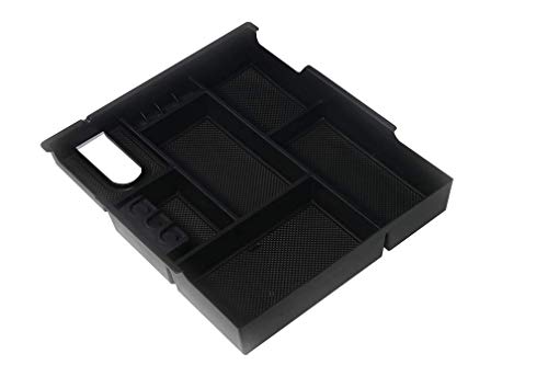 Center Console Organizer Tray - Fits 2014, 2015, 2016, 2017, 2018, 2019 Toyota Tundra SR, SR5, Limited, Platinum, 1794 Edition, TRD Pro - Full Tray Storage Box Accessory - Anti-Slip ABS Black Tray