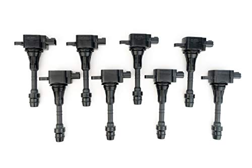 Ignition Coil Pack Set of 8 - Compatible with Nissan, Infiniti Vehicles - Armada, Titan, Pathfinder, Armada, QX56 5.6L - Models Years 2004, 2005, 2006, 2007 - Replaces 22448-7S015, E1010